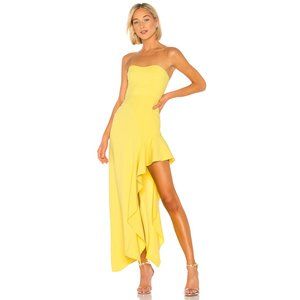 NBD Floreena Strapless Asymmetrical Hem Maxi Dress